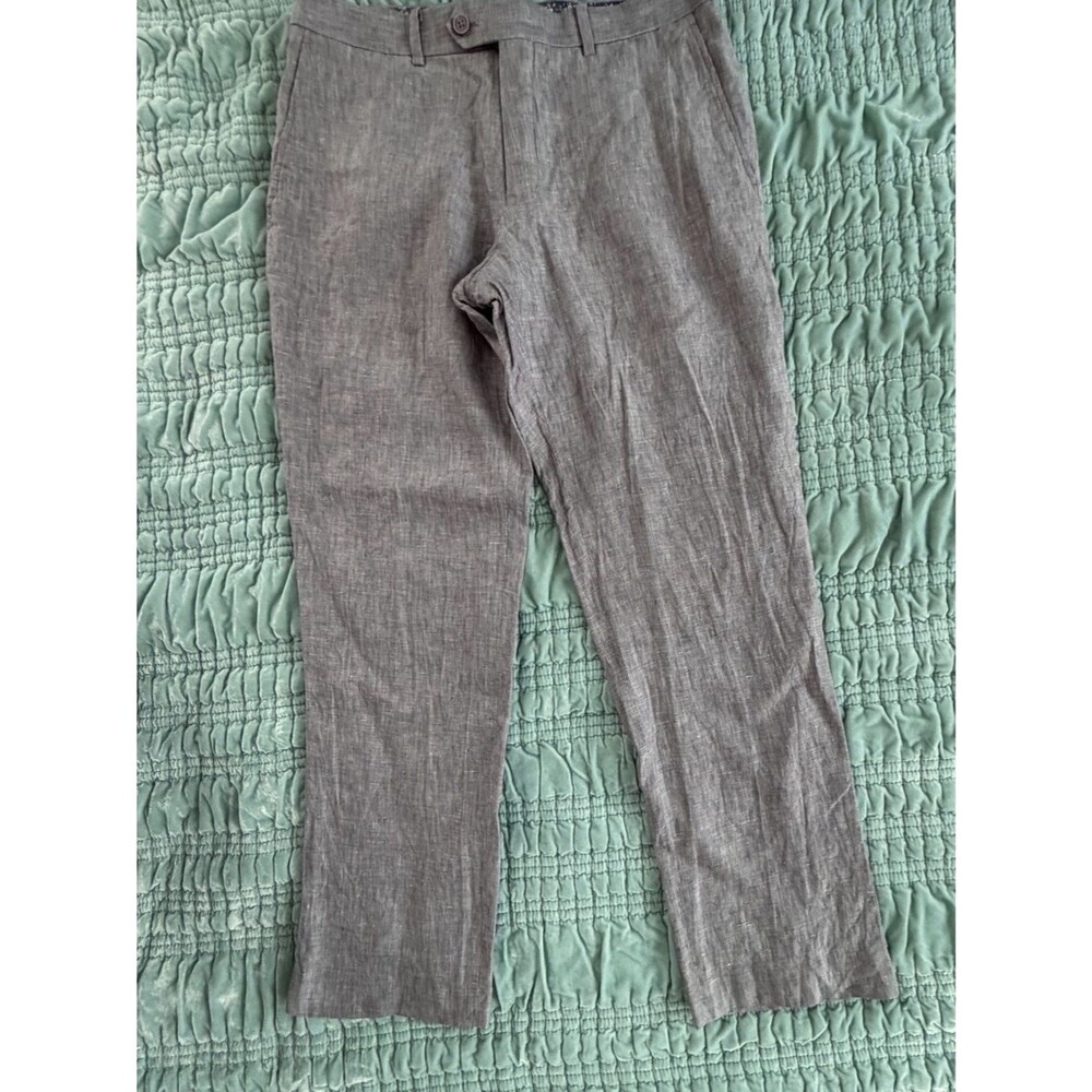 Bar III Men's Gray Linen-Blend Chinos-32/30